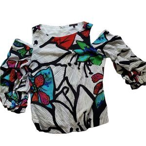ALBERTO MAKALI Silk rhumba sleeve blouse M